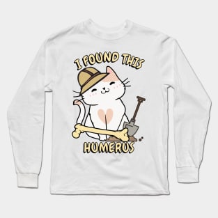 Funny cat is an archaeologist Long Sleeve T-Shirt